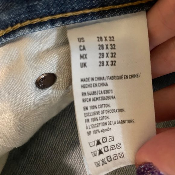 American Eagle Men's Jeans Size 28x32 Slim Starlight Distressed Blue Jeans Denim - Picture 4 of 8